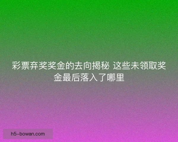 彩票弃奖奖金的去向揭秘 这些未领取奖金最后落入了哪里 彩票弃奖奖金的去向揭秘 这些未领取奖金最后落入了哪里
