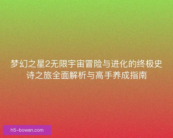 梦幻之星2无限宇宙冒险与进化的终极史诗之旅全面解析与高手养成指南